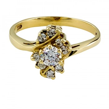 9ct Gold Cubic Zirconia Cluster Ring Size L